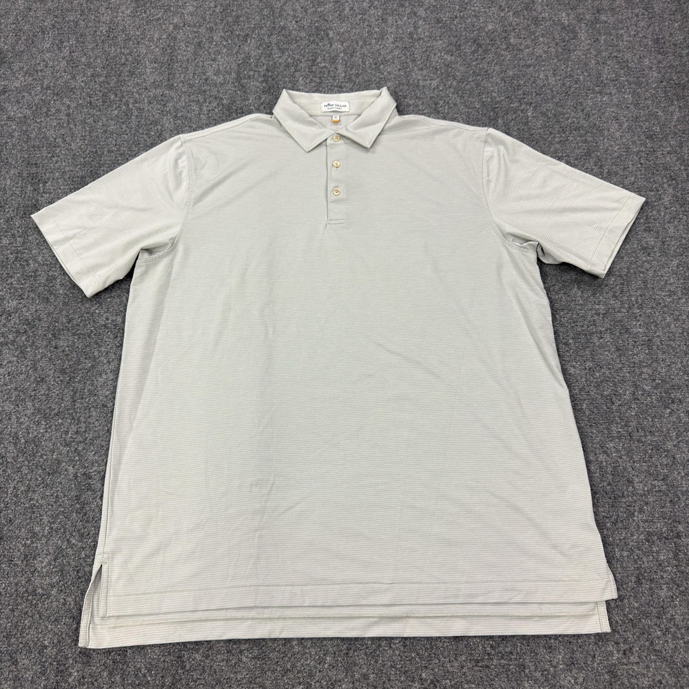 Peter Millar Polo Shirt Men XL Gray Striped Spandex Summer Comfort Golf Stretch